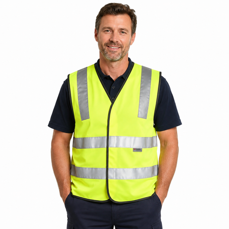 AIW 3M Reflective Tape Hi Vis Safety VEST - Yellow (Night & Day Workwear)