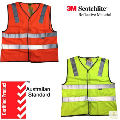3M Reflective Tape Hi Vis Safety VEST Workwear Night & Day Use Safety Visibility - Orange