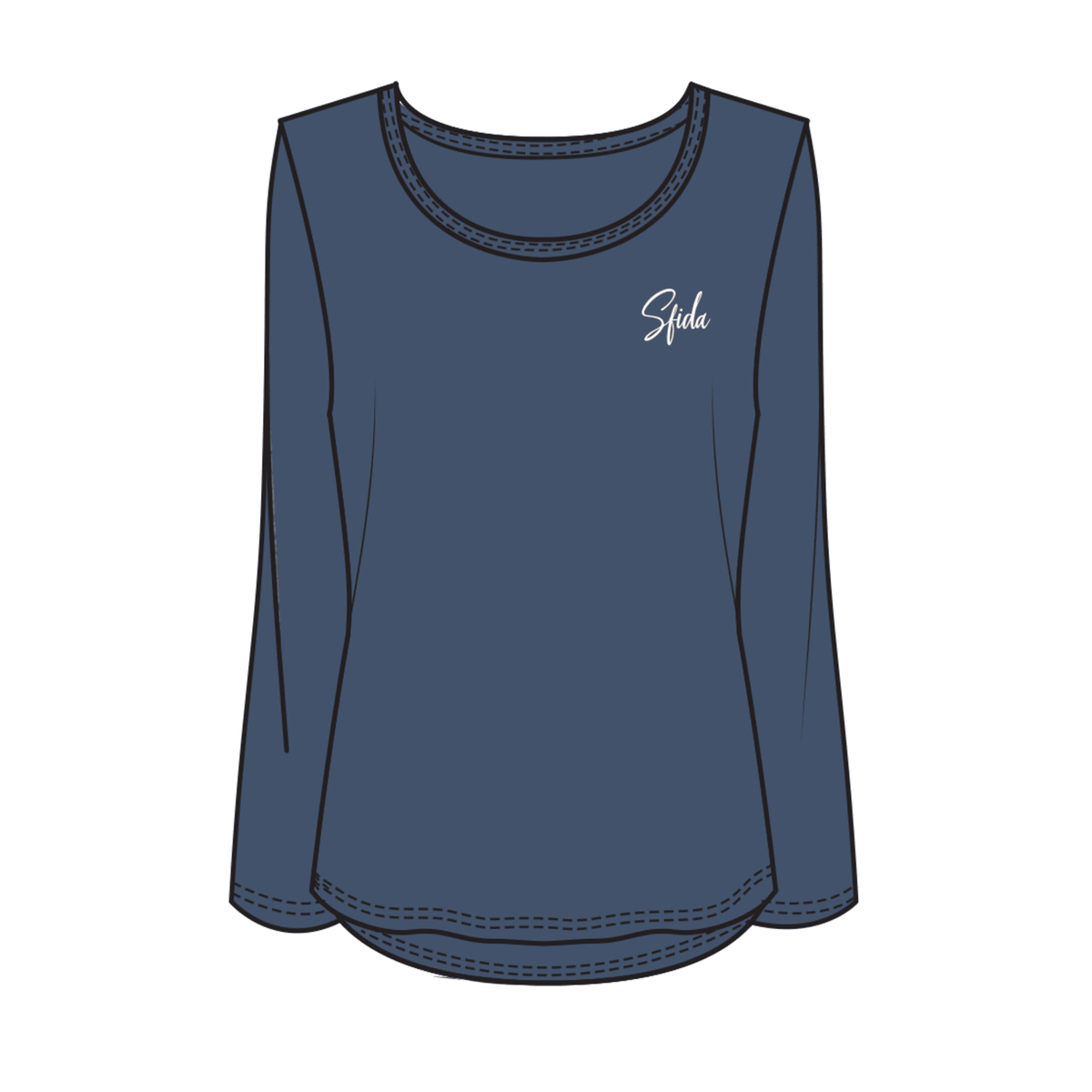 Sfida Alexis Womens Long Sleeve Top - Blue Indigo (Activewear) - BLUE INDIGO