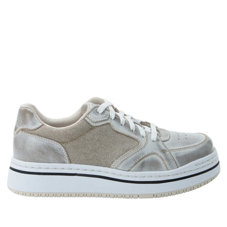Alegria Alyster Retro Sneakers Washed Look Platform Lace Up Shoes in Cream