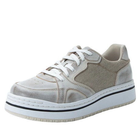 Alegria Alyster Retro Sneakers Washed Look Platform Lace Up Shoes in Cream