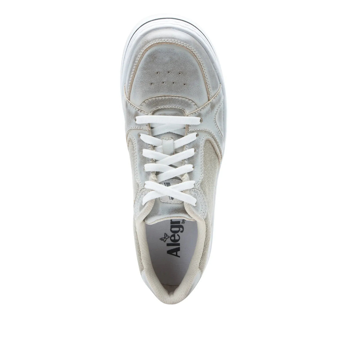 Alegria Alyster Retro Sneakers Washed Look Platform Lace Up Shoes in Cream