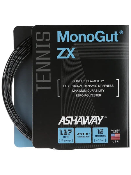 Ashaway MonoGut ZX Tennis Racquet String - Black (1.27mm / 16