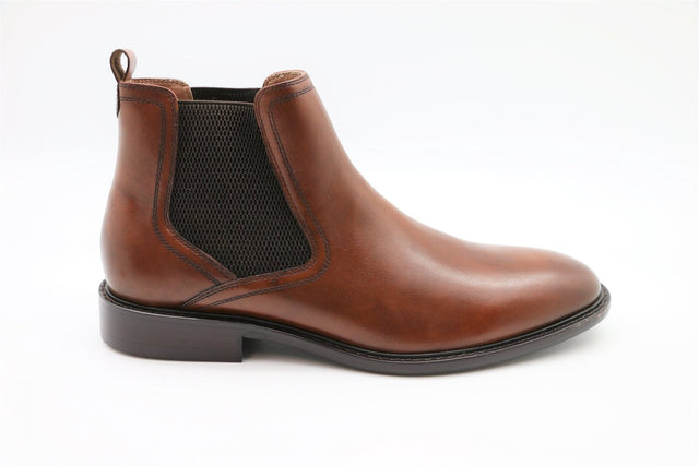 Massa Leather Chelsea Boots Slip On Elastic Shoes - Cognac - UK 12