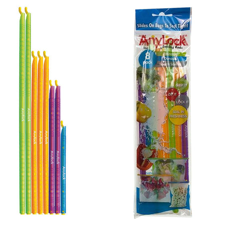8pk AnyLock Bag Sealers/Sealing Rods - Kitchen Storage Zip Lock Stick Clips