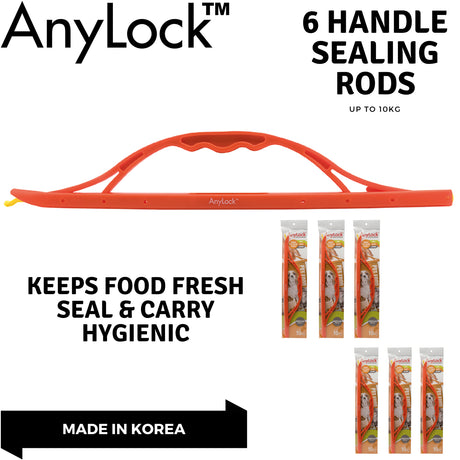 6x ANYLOCK 370mm Medium Handle Sealing Rod Bulk Pack - Reusable Clip Lock Sealers