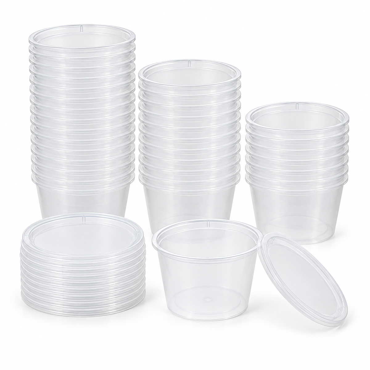 360x Reusable Sauce Containers with Lids 100ml - Bulk Box (Clear)