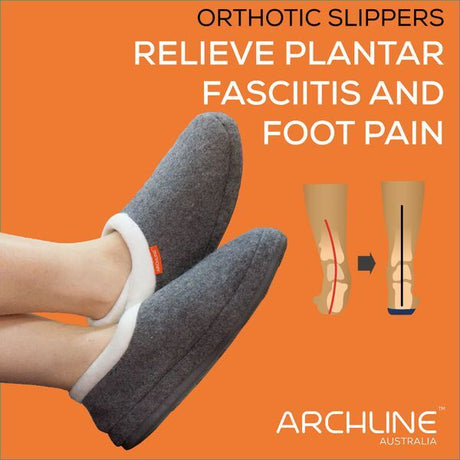 ARCHLINE Orthotic Slippers CLOSED Arch Scuffs Orthopedic Moccasins Shoes - Charcoal Marle