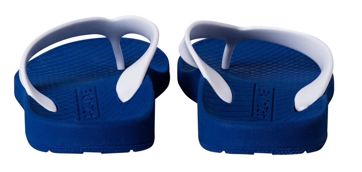 ARCHLINE Orthotic Thongs Arch Support Shoes Footwear Flip Flops Orthopedic - Blue/White 