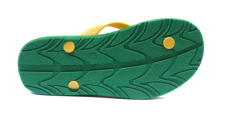 ARCHLINE Orthotic Thongs Arch Support Shoes Footwear Flip Flops Orthopedic - Green/Gold