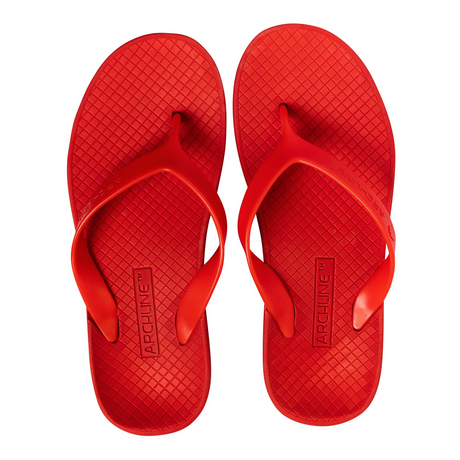 ARCHLINE Orthotic Thongs Arch Support Shoes Footwear Flip Flops Orthopedic - Red/Red 