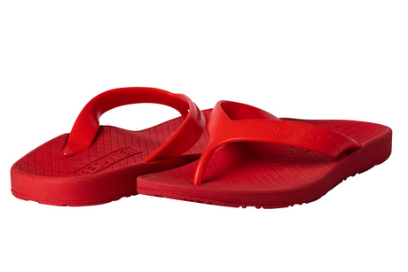 ARCHLINE Orthotic Thongs Arch Support Shoes Footwear Flip Flops Orthopedic - Red/Red 