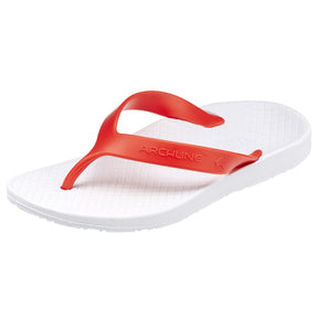 Archline Orthotic Flip Flops - White/Red (Slip On Orthopedic Thongs w/ Arch Support)