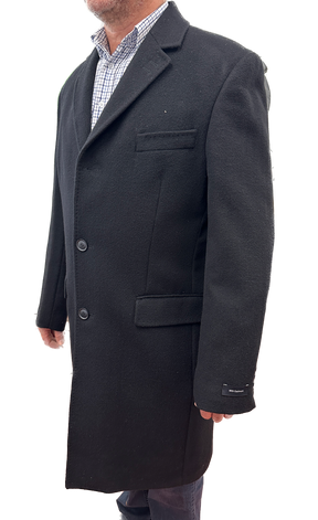 Austin Reed Lapel Trench Coat Jacket Winter Overcoat w/ Cashmere - Black