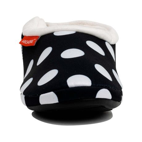 ARCHLINE Orthotic Slippers CLOSED Arch Scuffs Pain Moccasins Relief - Black/White Polka Dots