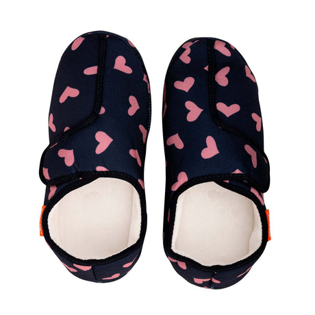 ARCHLINE Orthotic Plus Slippers Closed Scuffs Pain Relief Moccasins - Navy Hearts