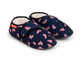 Archline Orthotic Plus Closed Slippers w/ Strap - Navy Hearts (Orthopedic Footbed w/ Arch Support)