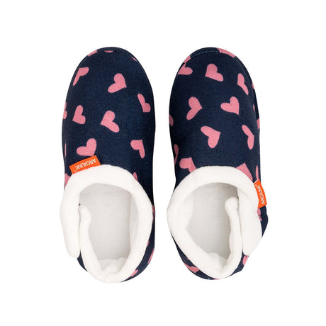 ARCHLINE Orthotic Slippers CLOSED Arch Scuffs Moccasins Pain Relief in Navy Hearts