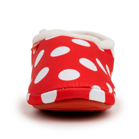 ARCHLINE Orthotic Slippers CLOSED Back Scuffs Moccasins Pain Relief - Red Polka Dots