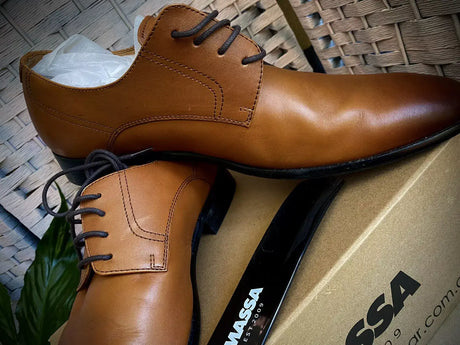 Massa Ascoli Leather Dress Shoes (Tan) - Formal Lace Up Shoes for Business/Weddings