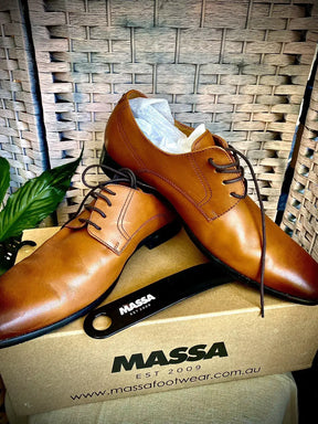 Massa Ascoli Leather Dress Shoes (Tan) - Formal Lace Up Shoes for Business/Weddings