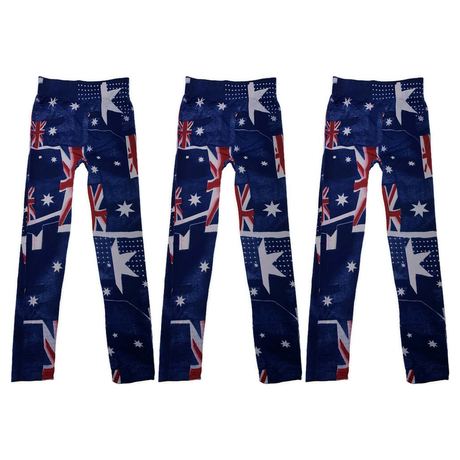 3x Australia Flag Leggings - Womens Aussie Pants (Bulk Pack)