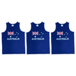 3x Adult Australia Flag Blue Singlet Bulk Pack - 100% Cotton Souvenir Tank Top