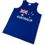 Adult Australia Flag Blue Singlet - 100% Cotton Souvenir Tank Top