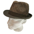Natural Straw Trilby Hat - Vented Canvas Brim Fedora Cap