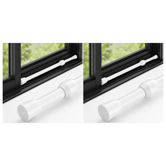 2x Adjustable Window Security Bar Pack - Sliding Door & Window Safety Lock w/ Anti-Slip Rubber Tips