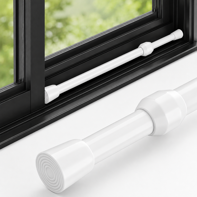 Adjustable Window Security Bar Safety Door Lock w/ Anti-Slip Rubber Tips