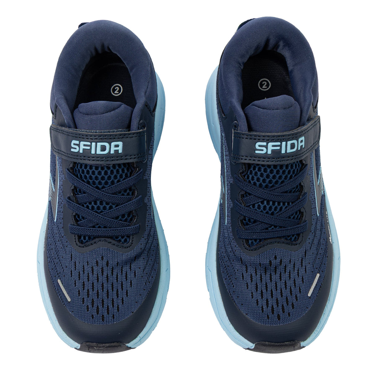 Sfida Axion Boys V Strap Runners - Navy/Sky (Kids Sneakers/Shoes)