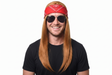 Mens Long Ginger Rock Star Costume Wig with Red Bandana (Axl Rose Inspired)
