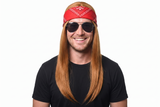 Mens Long Ginger Rock Star Costume Wig with Red Bandana (Axl Rose Inspired)