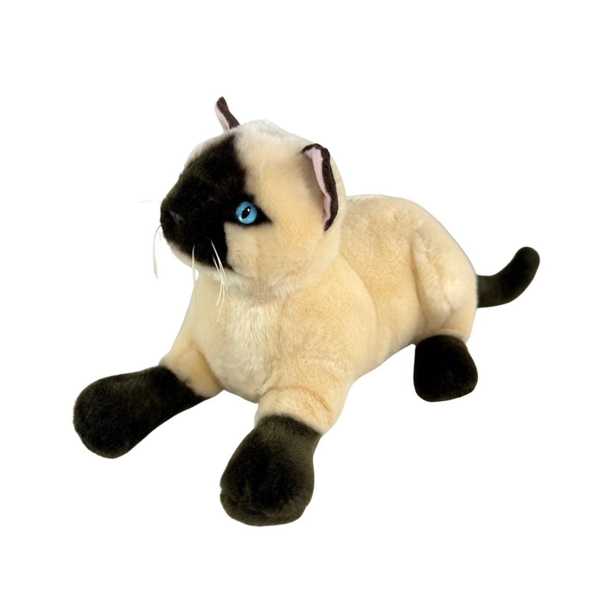 Bocchetta Amelia 35cm Crouching Siamese Cat Plush Toy (Realistic Stuffed Animal Cat Gift)