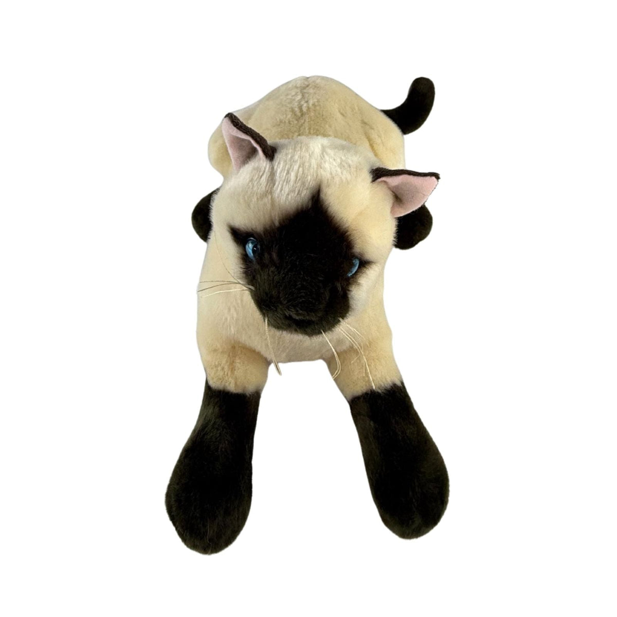 Bocchetta Amelia 35cm Crouching Siamese Cat Plush Toy (Realistic Stuffed Animal Cat Gift)