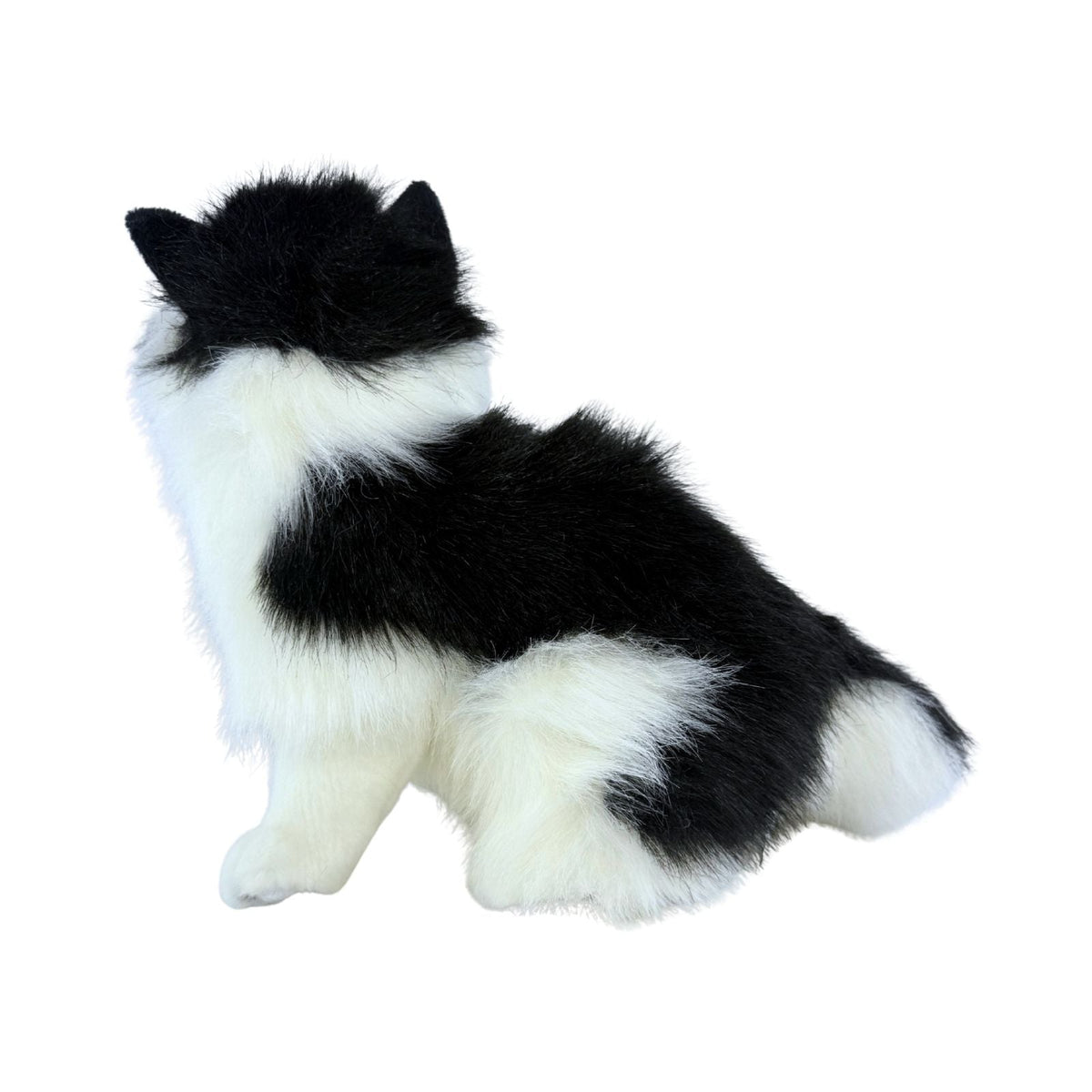 Bocchetta Angus 34cm Sitting Piebald Cat Plush Toy - Black/White (Realistic Stuffed Animal Cat Gift)