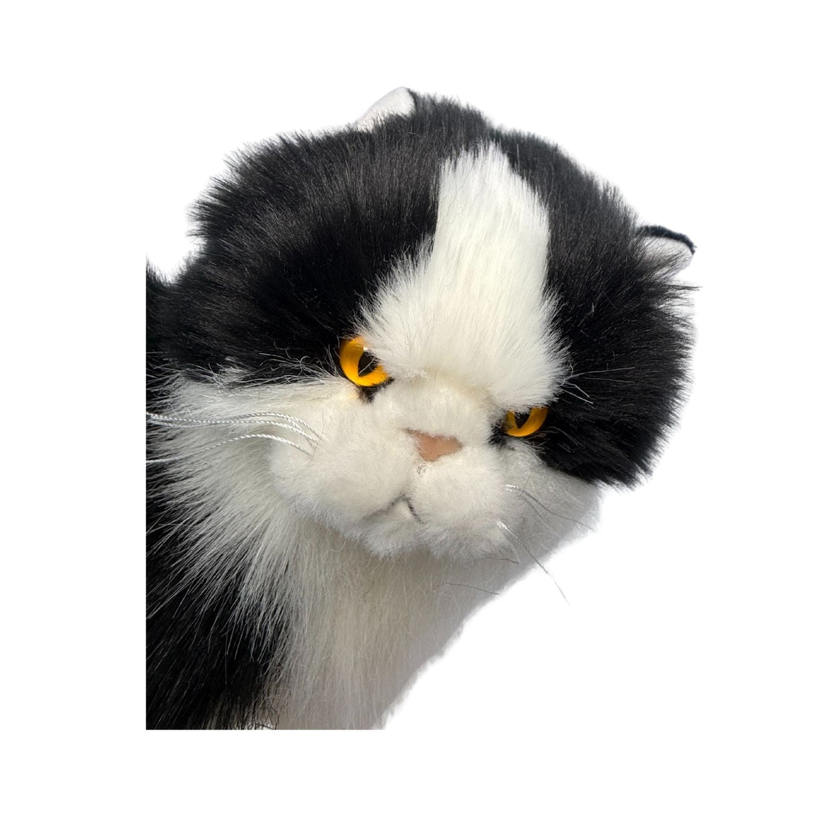Bocchetta Angus 34cm Sitting Piebald Cat Plush Toy - Black/White (Realistic Stuffed Animal Cat Gift)