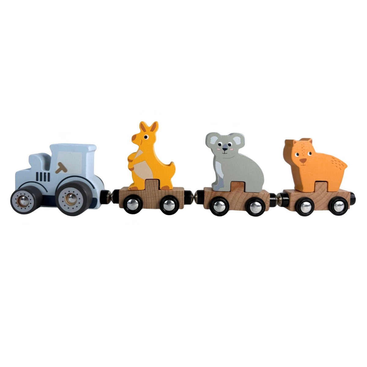 Bocchetta Aussie Animals Magnetic Wooden Train (Toddler Push Along Toy)