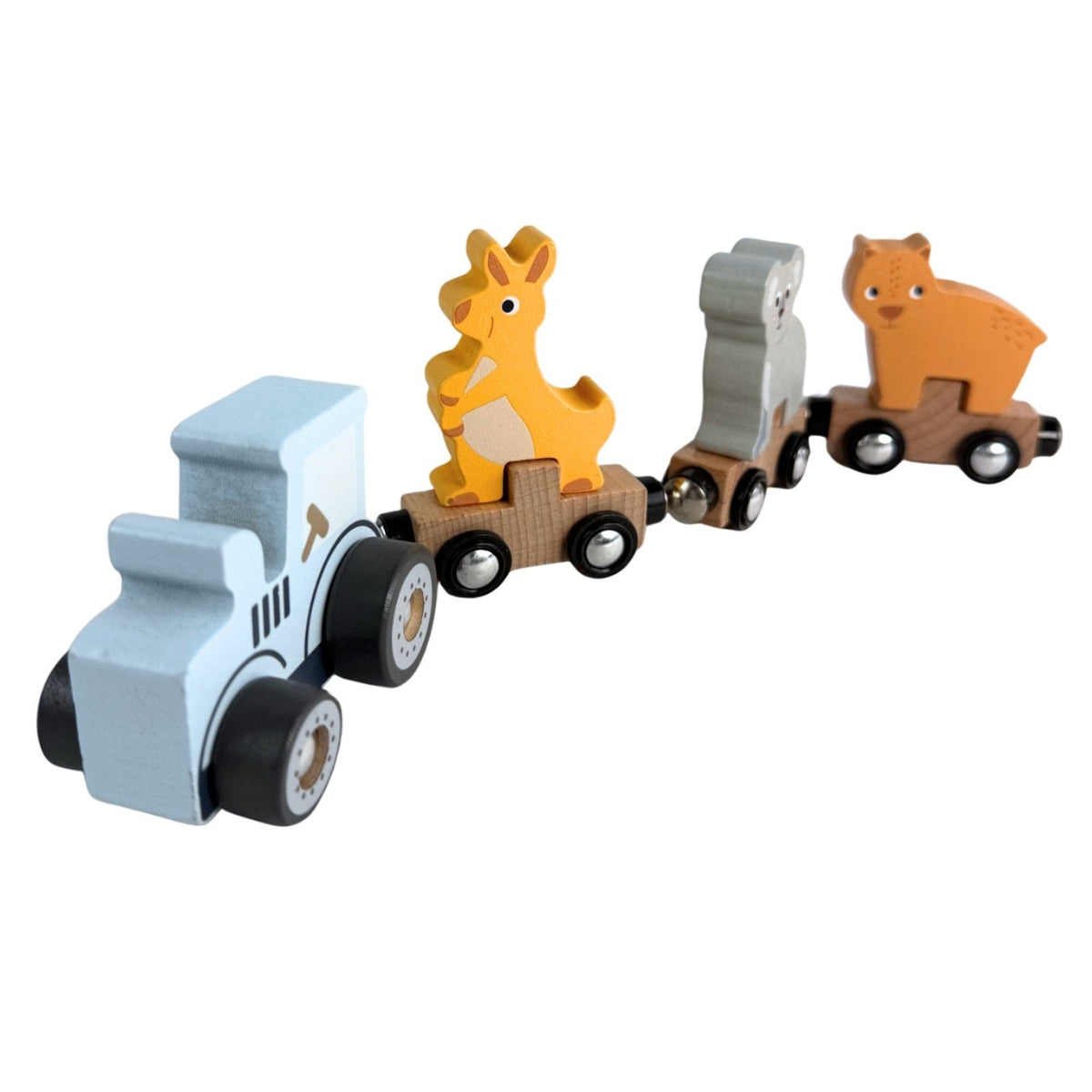 Bocchetta Aussie Animals Magnetic Wooden Train (Toddler Push Along Toy)