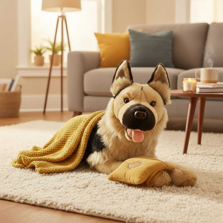 Bocchetta Apollo 64cm German Shepherd with Satin Pocket Plush Toy (Realistic Stuffed Animal Dog Gift)