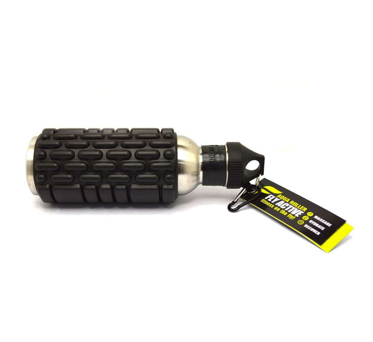 Fly Active Aqua Roller Massage Water Bottle - Black (Muscle Recovery Roller)