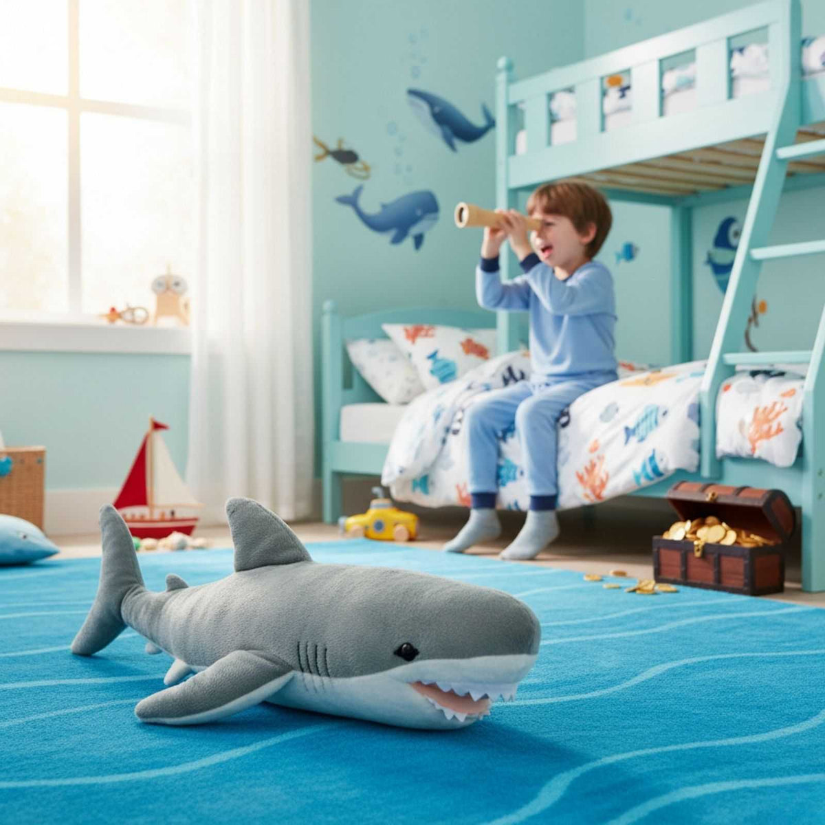 Bocchetta Arctic 48cm Great White Shark Plush Toy (Realistic Stuffed Animal Sea Life Gift)