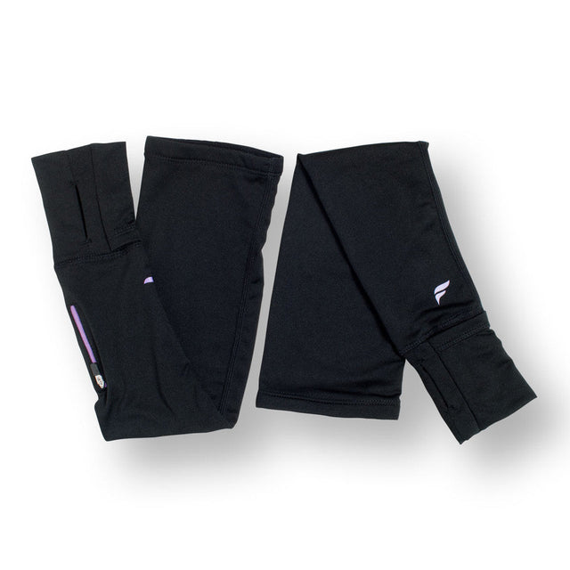 Fly Active Armwarmer Pocket Convertible Running Gloves - 2 Colours (Arm Warmers with Fold Back Mitt) - BLACK