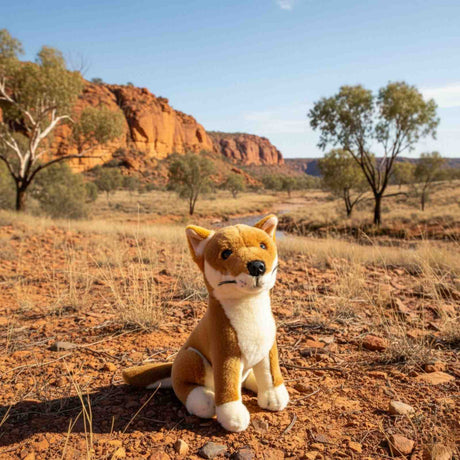 Bocchetta Arnie 18cm Sitting Dingo Plush Toy - Tan (Australian Stuffed Animal Souvenir Gift)