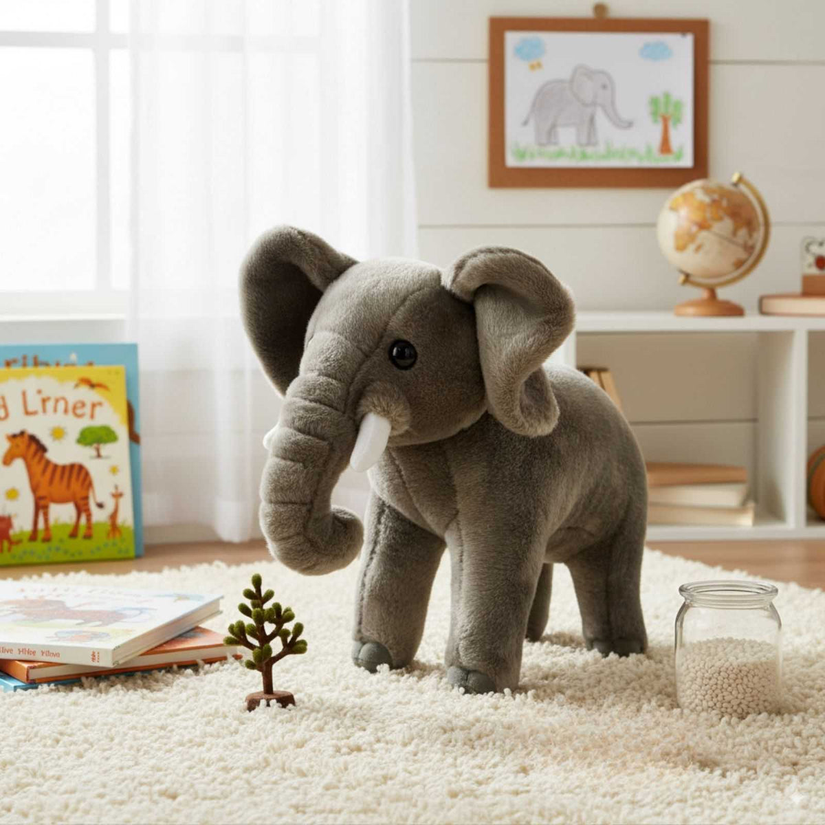 Bocchetta Arthur 27cm Elephant Plush Toy (Realistic Stuffed Animal Wildlife Gift)
