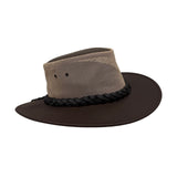 Jacaru 1221 The Aussie Breeze Buffalo Leather Hat - Brown (Breeze Crown Water Resistant & UPF 50+)