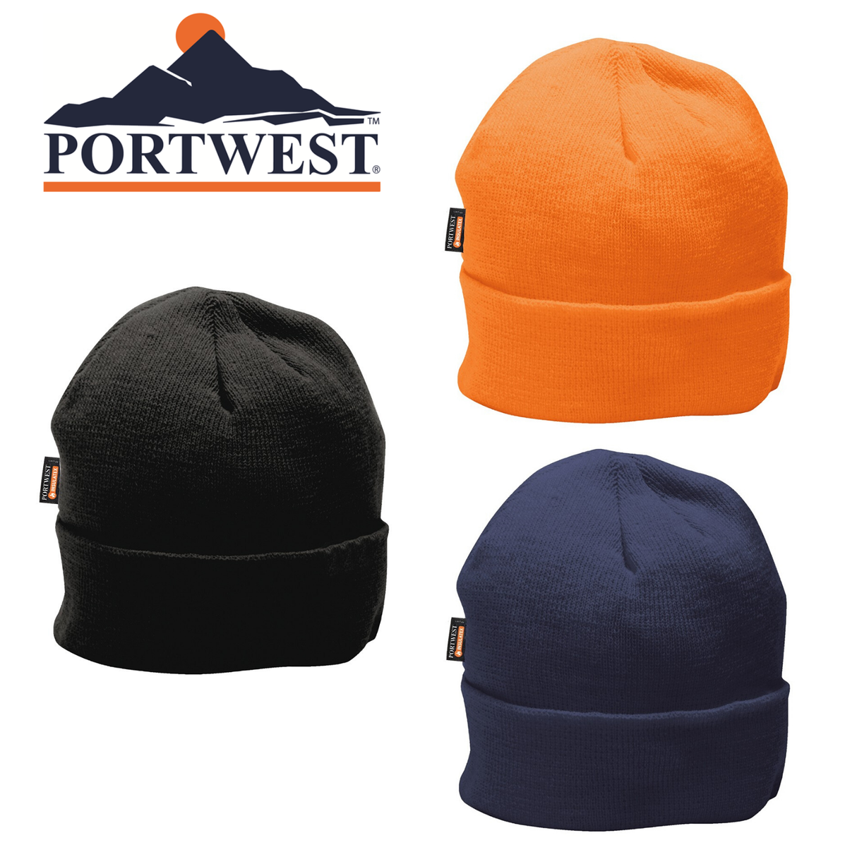 Portwest Insulatex Beanie Thermal Insulated Acrylic Hat Warm Winter Cap Knit - Black