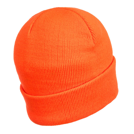 PORTWEST Beanie with LED Head Light USB Rechargeable Camping Cycling Workwear Hat - Hi Vis Orange