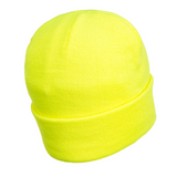Portwest Hi Vis Yellow LED Beanie Hat - USB Rechargeable Headlight - Camping Cycling Workwear